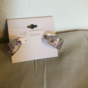 NWT LC Lauren Conrad Hoop Floral Purple Earrings Size: OS, New With Tags, NWT
